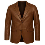Brown leather jacket on a white background