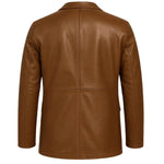 Brown leather jacket on a white background