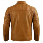 Brown leather jacket on a white background