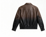 Brown leather jacket on a white background