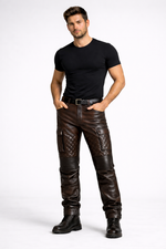 Men’s Quilted Leather Pants – Biker Style Genuine Leather