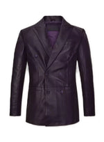 Purple leather jacket on a white background