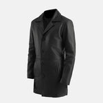 Black leather coat on a white background