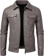 Gray jacket with button details on a white background