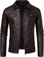 Brown leather jacket on a white background