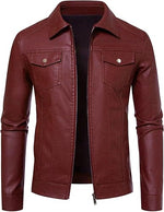 Brown leather jacket on a white background