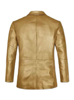 Gold leather jacket on a white background