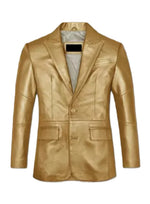 Gold leather jacket on a white background