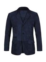 Navy blue blazer on a white background