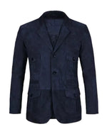 Navy blue blazer on a white background