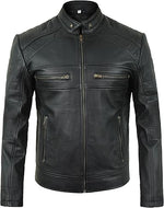 Black leather jacket with zippers on a white background