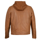 Brown leather jacket on a white background