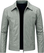 Gray leather jacket on a white background