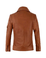 Brown leather jacket on a white background