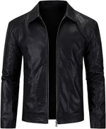 Black leather jacket on a white background