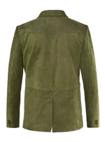 Green suede jacket on a white background