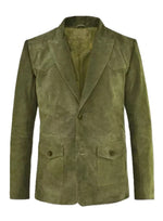 Green suede jacket on a white background