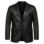 Black leather blazer on a white background