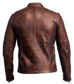 Brown leather jacket on a white background