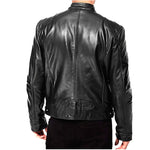 Black leather jacket on a white background