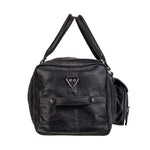 Black Leather Travel Duffle Bag – Full-Grain Weekender Holdall