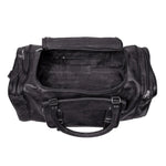 Black Leather Travel Duffle Bag – Full-Grain Weekender Holdall