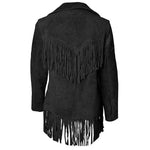 Black fringe jacket on a white background